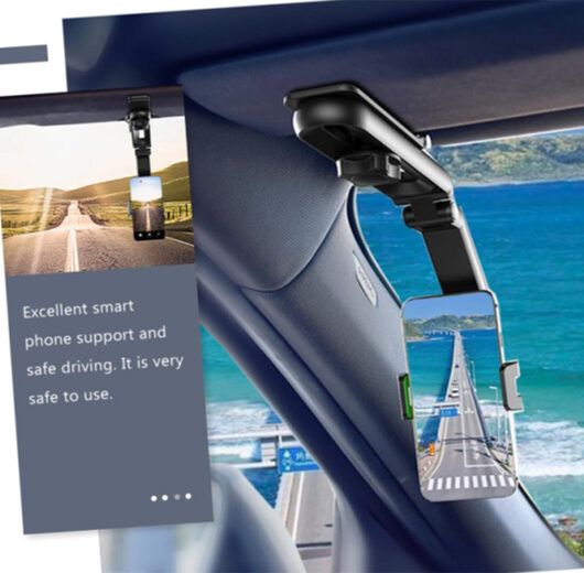 Car Sun Visor Phone Holder - 360° Rotatable Aluminium Alloy Mount for Universal Smartphones | Wowcher