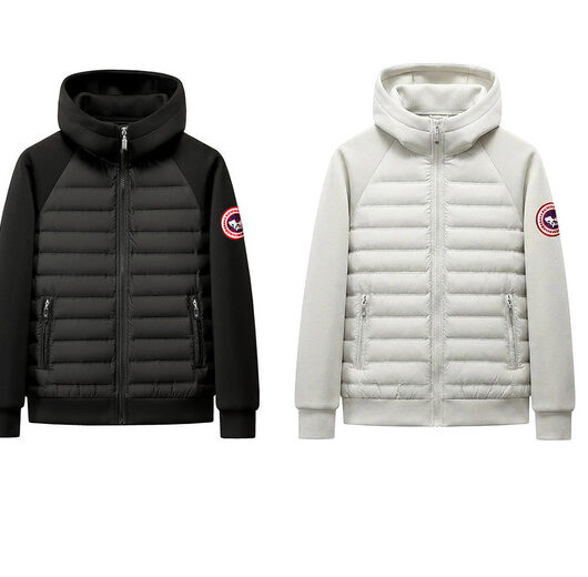 Unisex Black Canada Goose- Casual Hooded Solid Colour Splicing Lightweight Jacket - 5 Sizes & 2 Colours | Wowcher