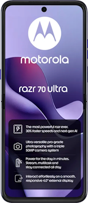 Motorola Razr 70 Ultra Dual SIM (512GB PANTONE Orient Blue) at Â£29 on Pay Monthly 10GB (24 Month contract) with Unlimited mins & texts; 10GB of 5G data. Â£52.99 a month.