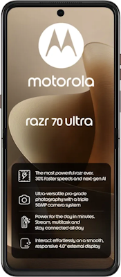 Motorola Razr 70 Ultra Dual SIM (512GB Coco) at Â£29 on Pay Monthly 100GB (24 Month contract) with Unlimited mins & texts; 100GB of 5G data. Â£54.99 a month.